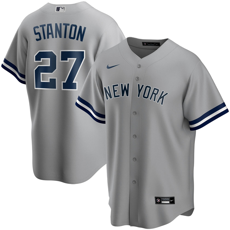 2020 MLB Men New York Yankees #27 Giancarlo Stanton Nike Gray Road 2020 Replica Player Jersey 1->women mlb jersey->Women Jersey